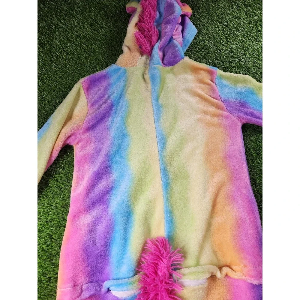 One Piece Pajamas Kids 7-8 Years Multicolor Unicorn Fleece‎ Hooded Suit